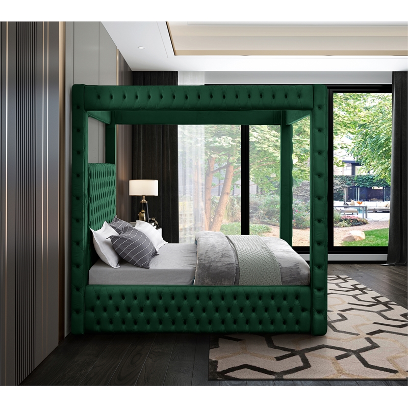 Meridian Furniture Royal Green Velvet Queen Bed