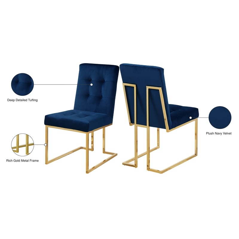 Meridian Furniture Pierre Navy Velvet Dining Chair