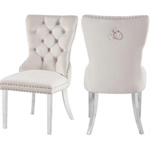carmen cream velvet dining chair (set of 2)