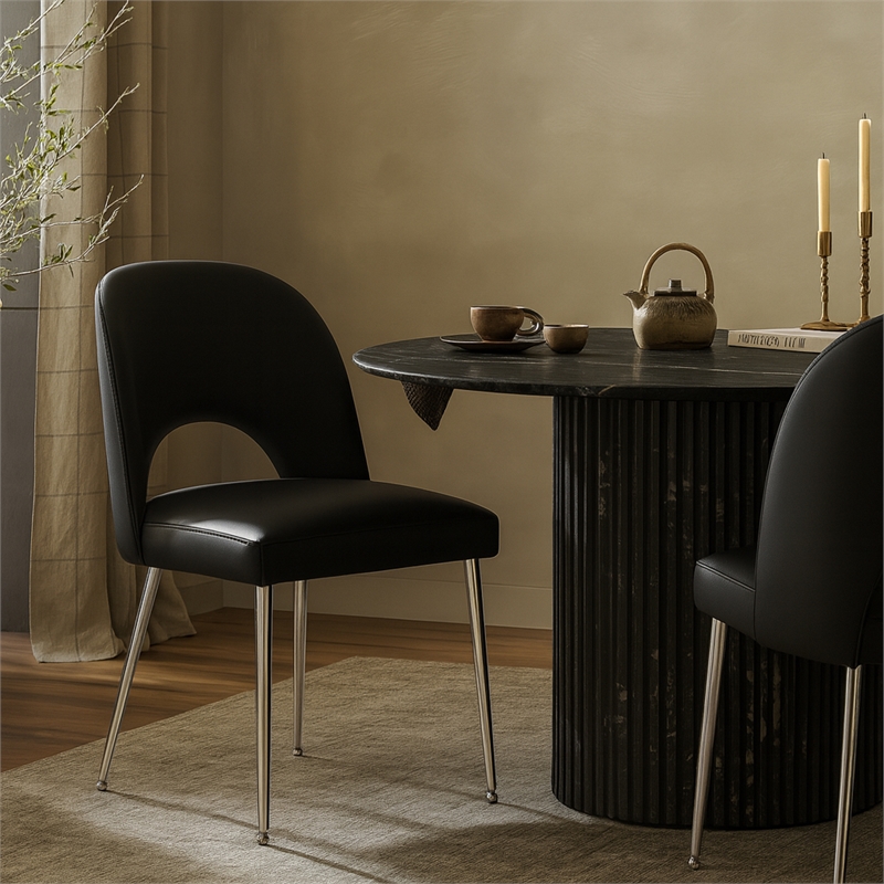Meridian Furniture Logan Black Vegan Leather Dining Chair (Set of 2)