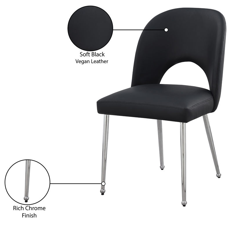 Meridian Furniture Logan Black Vegan Leather Dining Chair (Set of 2)