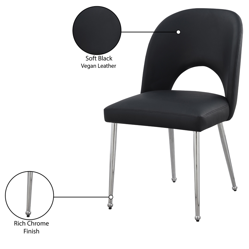 Meridian Furniture Logan Black Vegan Leather Dining Chair (Set of 2)