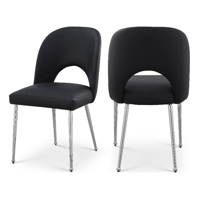 Meridian Furniture Logan Black Vegan Leather Dining Chair (Set of 2)
