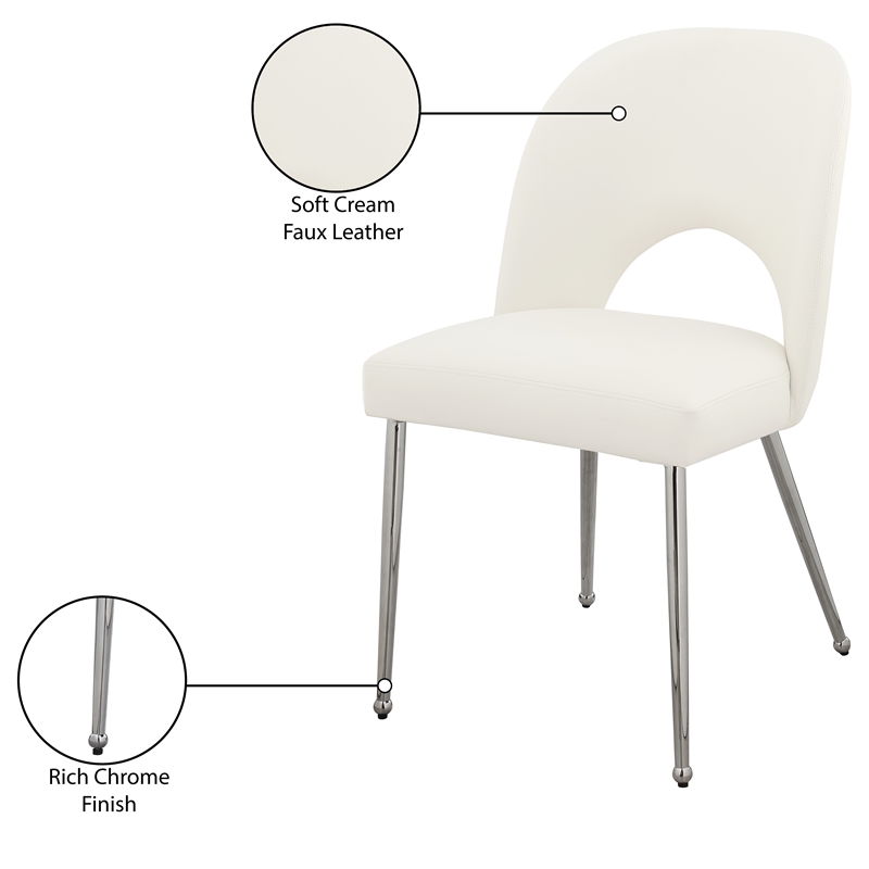 Meridian Furniture Logan Cream Vegan Leather Dining Chair (Set of 2)