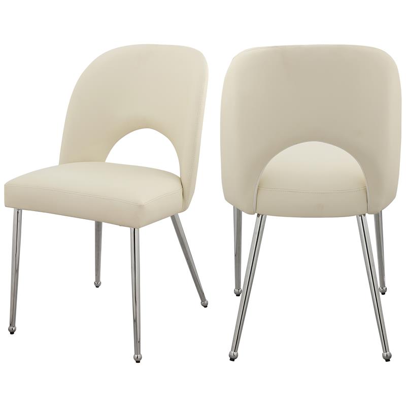 cream faux leather dining chairs