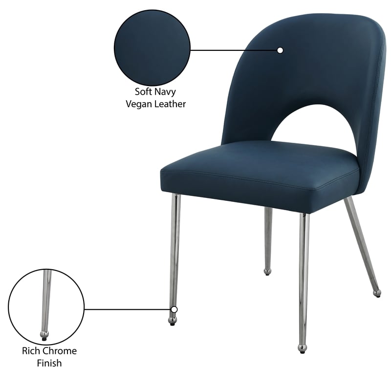 Meridian Furniture Logan Navy Vegan Leather Dining Chair