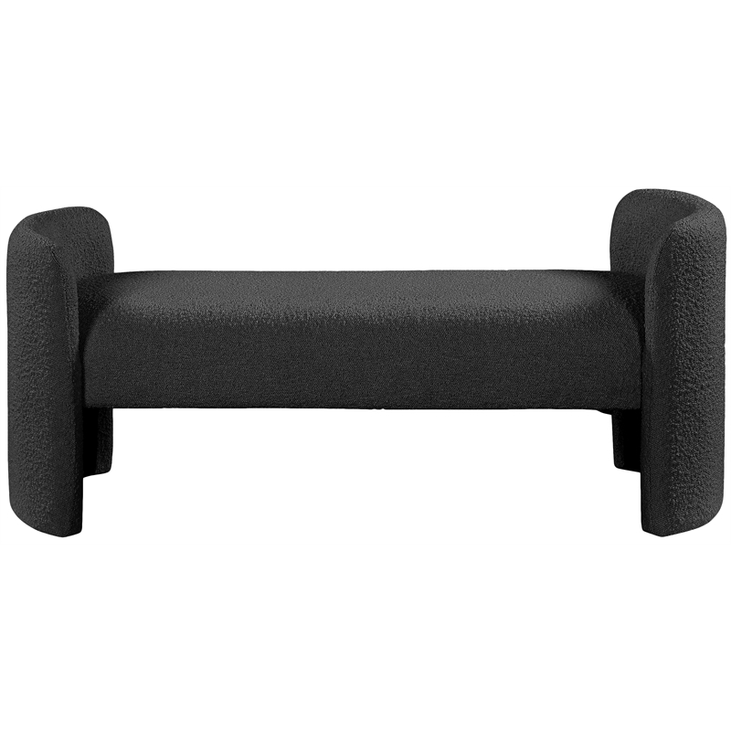 Meridian Furniture Peyton Black Boucle Fabric Bench