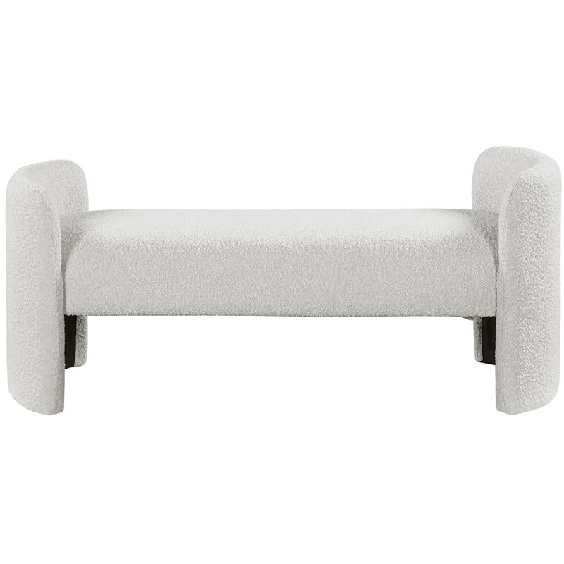 Meridian Furniture Peyton Cream Boucle Fabric Bench