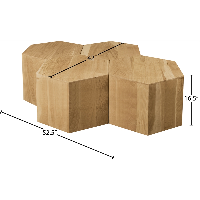 Meridian Furniture Eternal 4-Pc. Natural Oak Wood Coffee Table