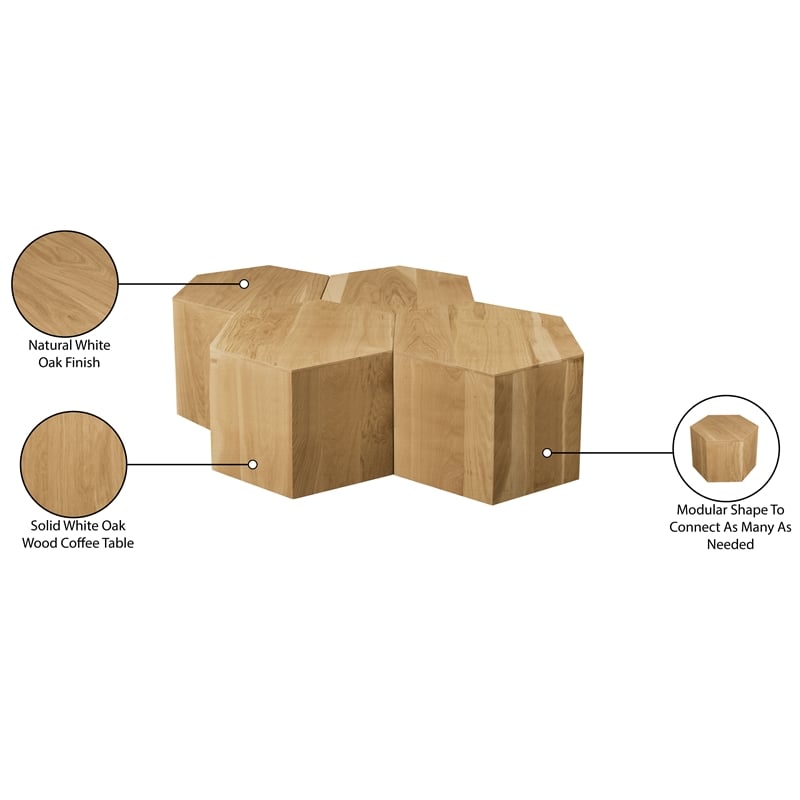 Meridian Furniture Eternal 4-Pc. Natural Oak Wood Coffee Table