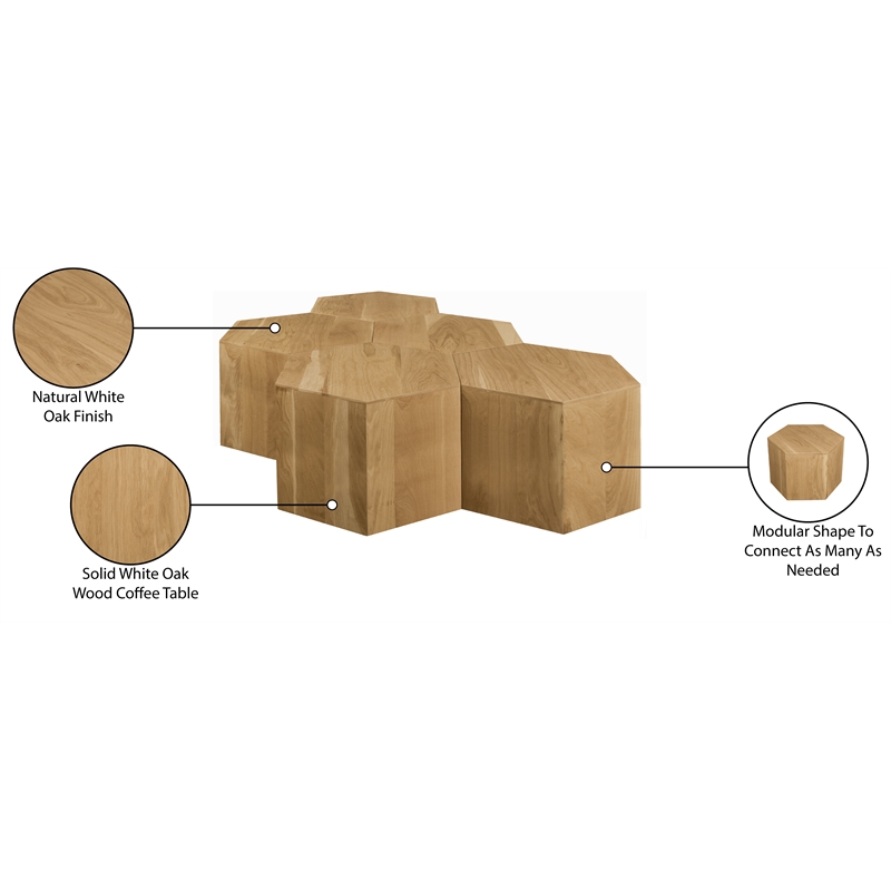 Meridian Furniture Eternal 5-Pc. Natural Oak Wood Coffee Table