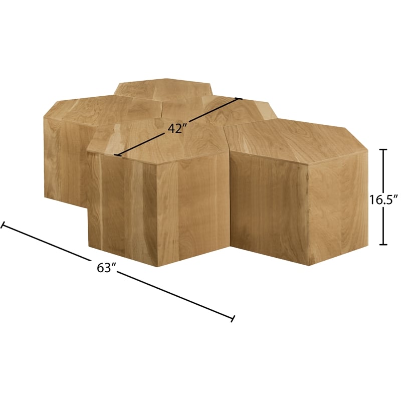 Meridian Furniture Eternal 5-Pc. Natural Oak Wood Coffee Table
