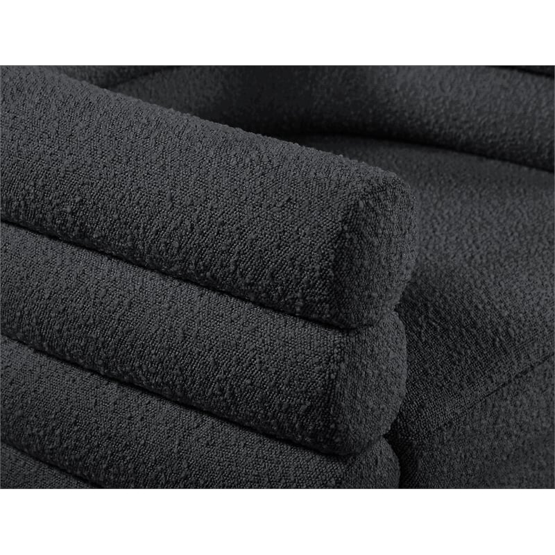 Meridian Furniture Tessa Black Boucle Fabric Swivel Accent Chair