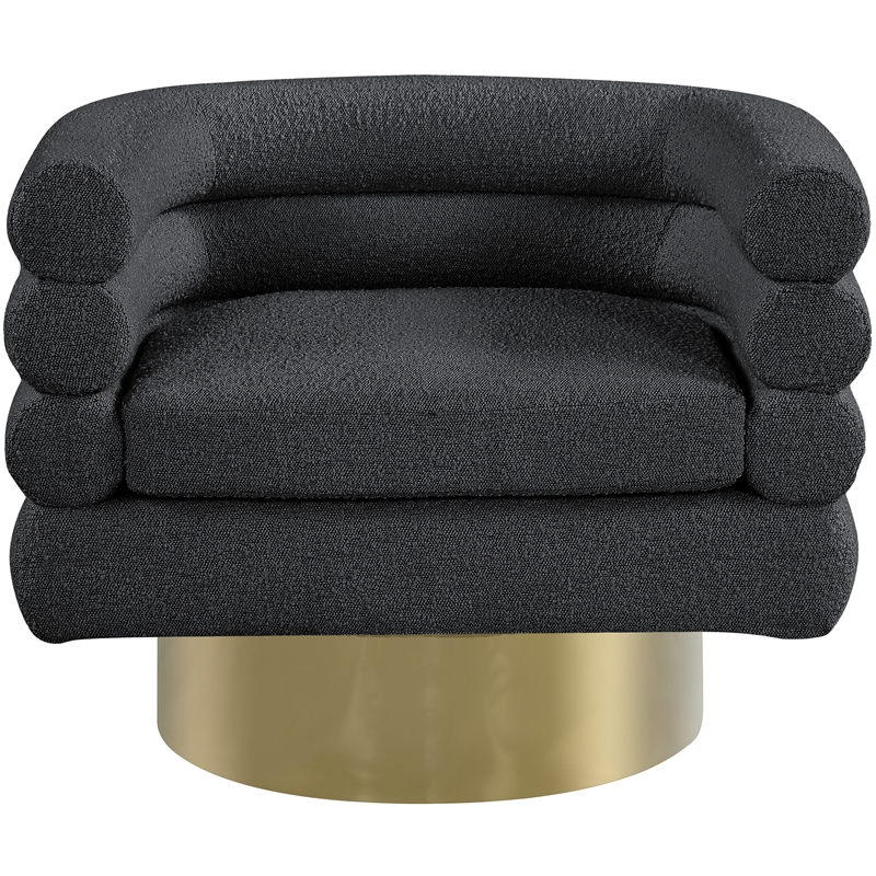 Meridian Furniture Tessa Black Boucle Fabric Swivel Accent Chair