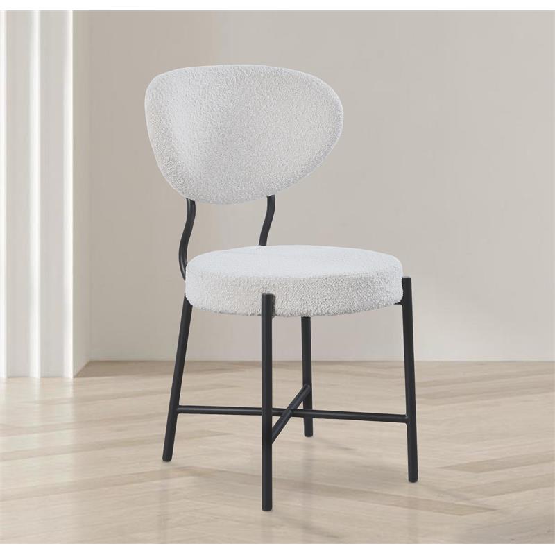 Meridian Furniture Allure Cream Boucle Fabric Dining Chair