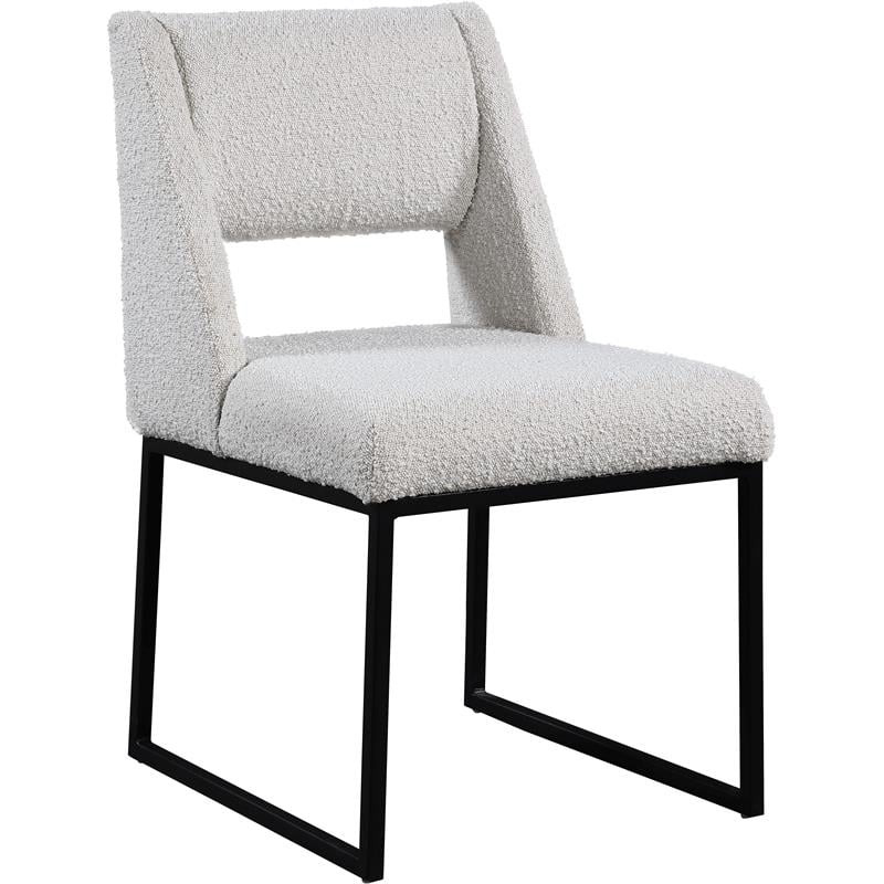 Meridian Furniture Jayce Cream Boucle Fabric Dining Chair