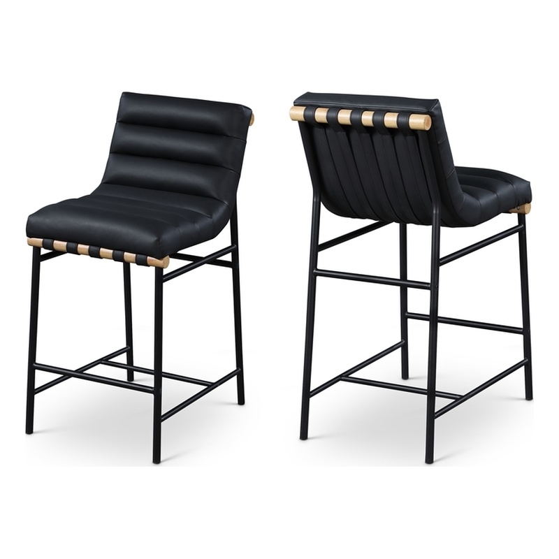 Meridian Furniture Burke Black Vegan Leather Counter Stool