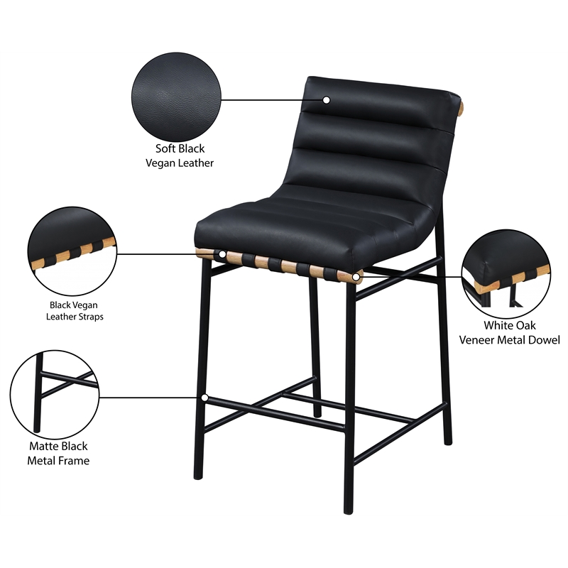 Meridian Furniture Burke Black Vegan Leather Counter Stool