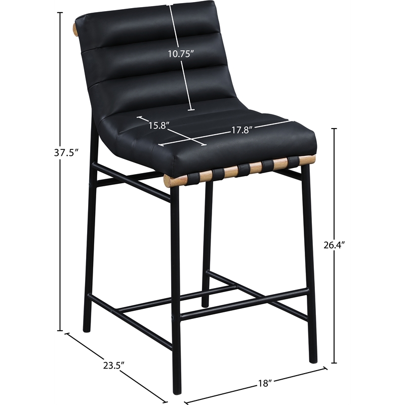 Meridian Furniture Burke Black Vegan Leather Counter Stool