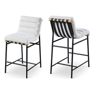 Meridian Furniture Burke Cream Boucle Fabric Counter Stool