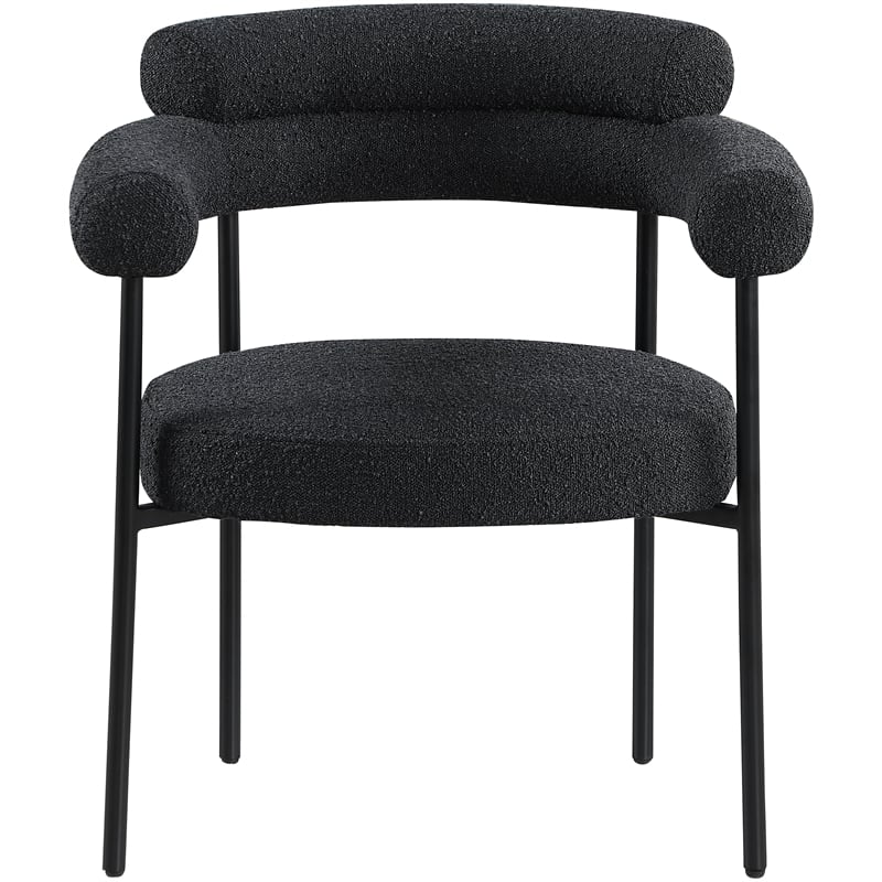 Meridian Furniture Blake Black Boucle Fabric Dining Chair Set of 2