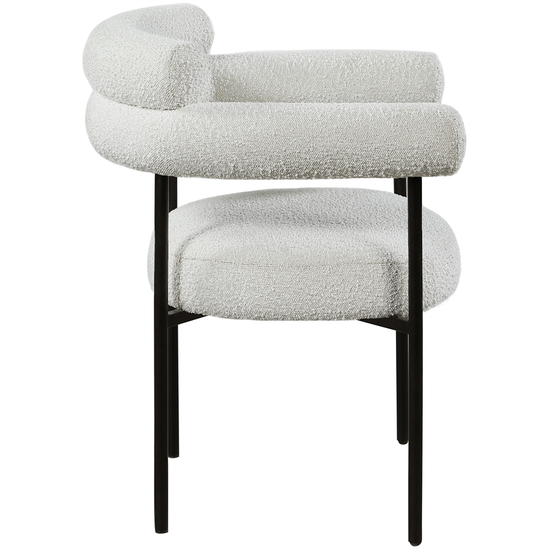 Meridian Furniture Blake Cream Boucle Fabric Dining Chair Set of 2