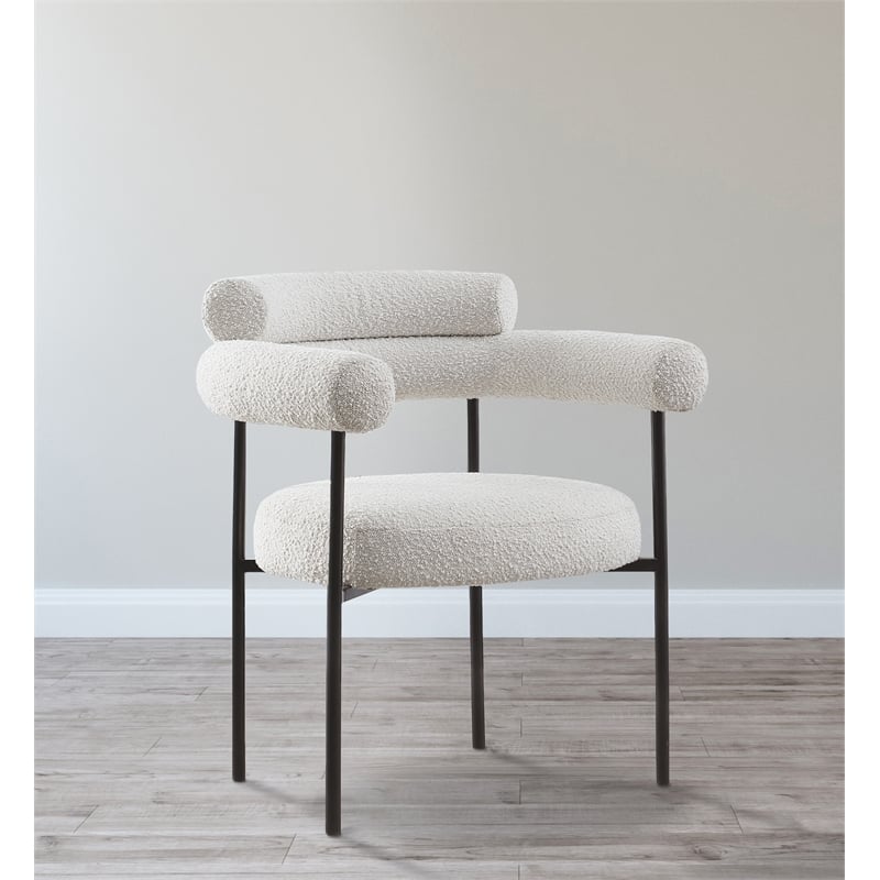 Meridian Furniture Blake Cream Boucle Fabric Dining Chair Set of 2