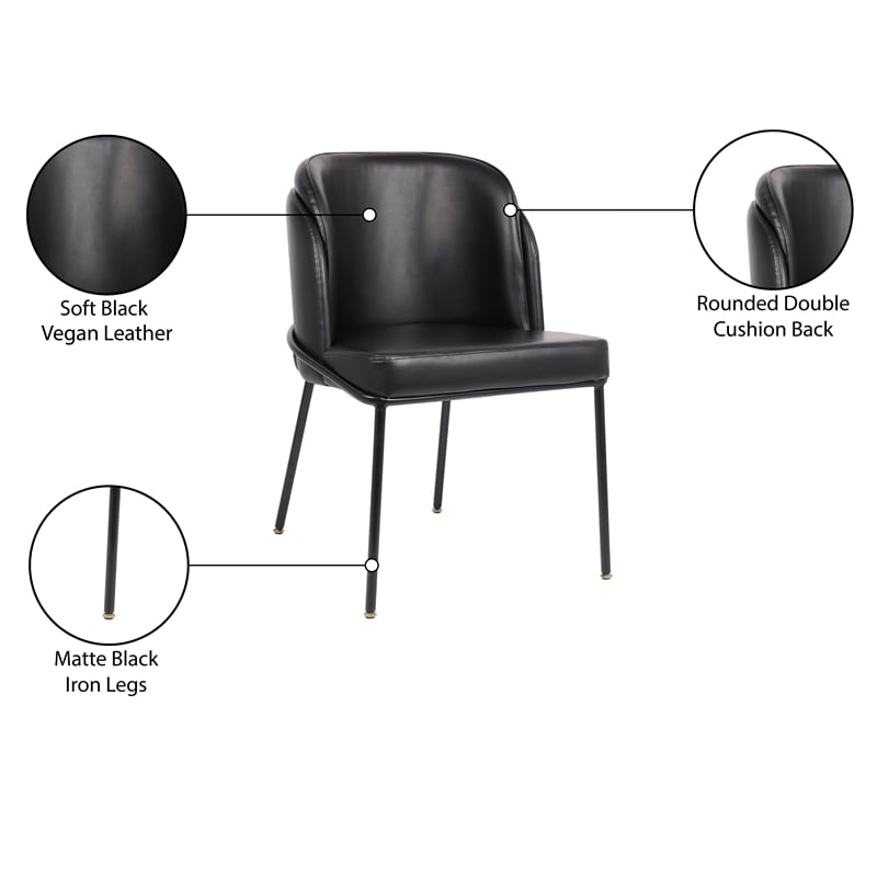 Meridian Furniture Jagger Black Vegan Leather Dining Chair (Set of 2)