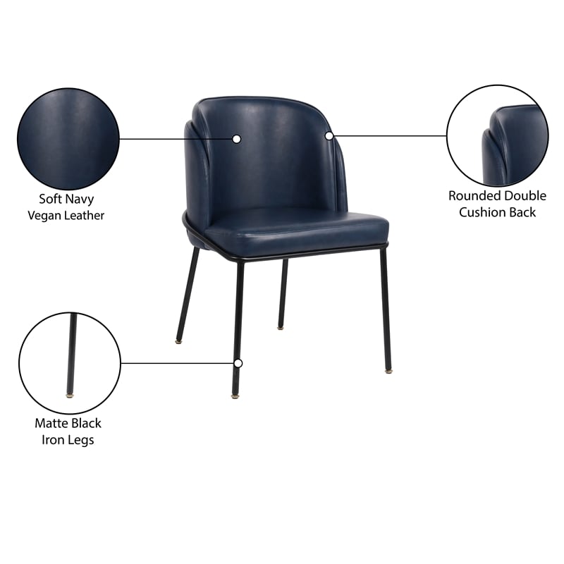 Meridian Furniture Jagger Navy Vegan Leather Dining Chair (Set of 2)