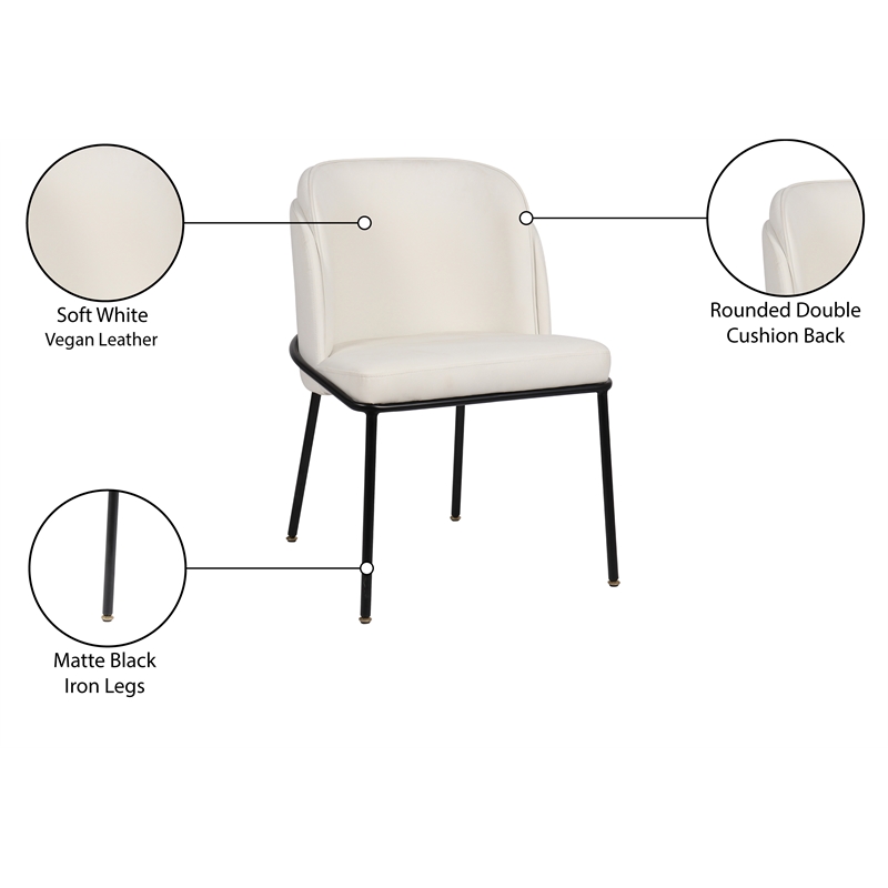 Meridian Furniture Jagger White Vegan Leather Dining Chair (Set of 2)