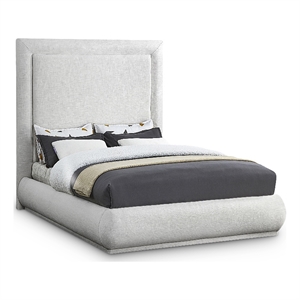 Meridian Furniture Brooke Cream Linen Textured Fabric King Bed