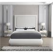 Meridian Furniture Brooke Cream Linen Textured Fabric Queen Bed