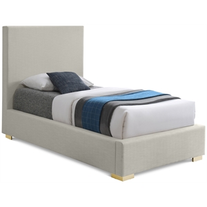 Meridian Furniture Crosby Beige Linen Textured Fabric Twin Bed