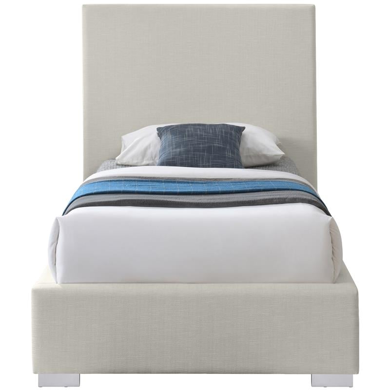 Meridian Furniture Crosby Beige Linen Textured Fabric Twin Bed