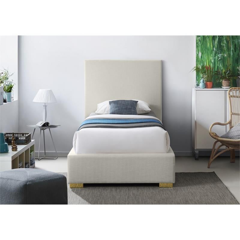 Meridian Furniture Crosby Beige Linen Textured Fabric Twin Bed