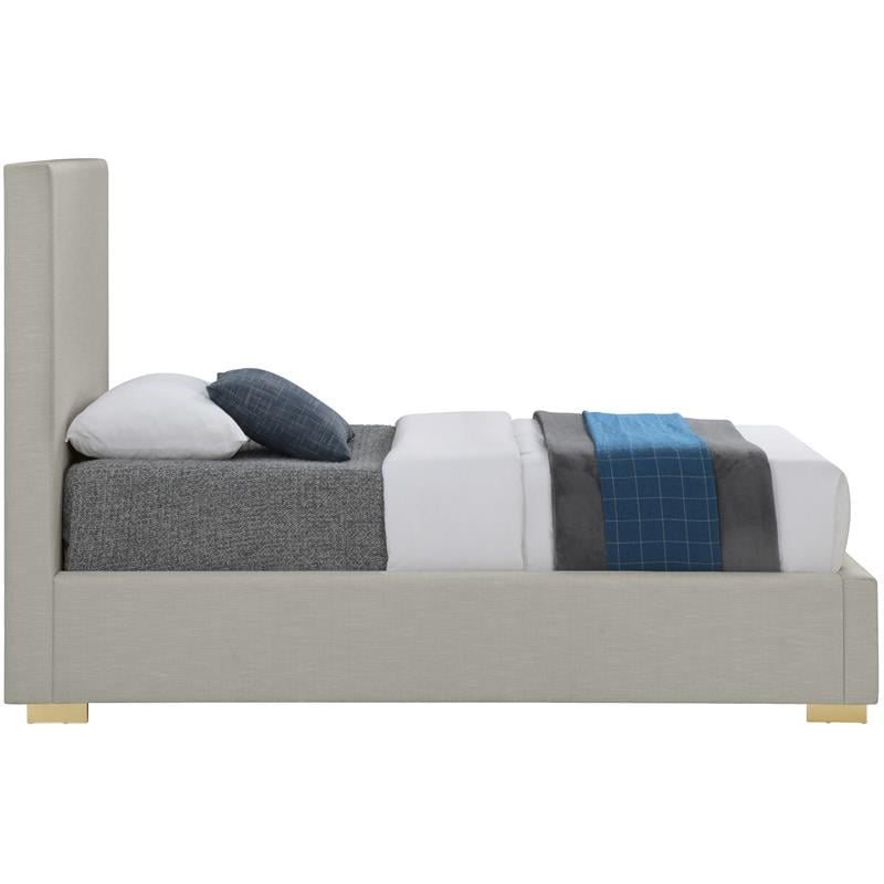 Meridian Furniture Crosby Beige Linen Textured Fabric Twin Bed
