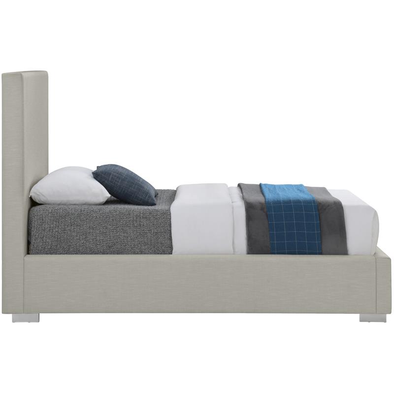 Meridian Furniture Crosby Beige Linen Textured Fabric Twin Bed