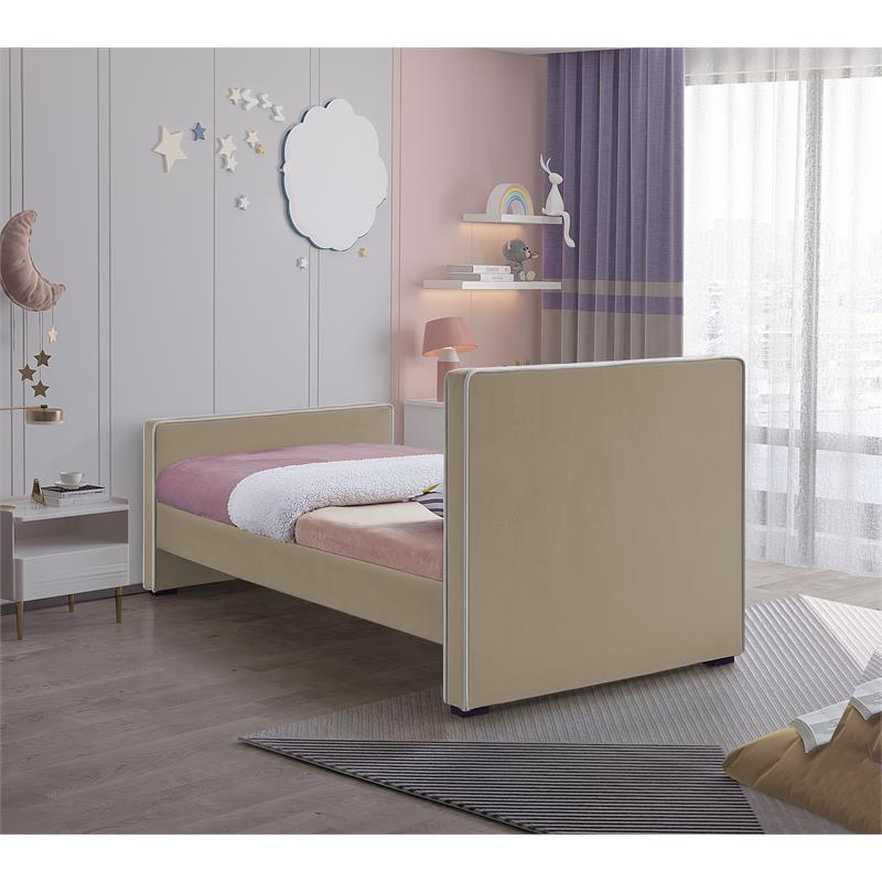 Meridian Furniture Dillard Beige Velvet Twin Bed