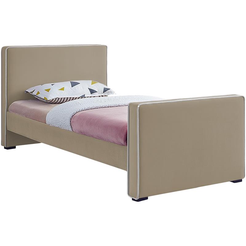 Meridian Furniture Dillard Beige Velvet Twin Bed