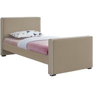 Meridian Furniture Dillard Beige Velvet Twin Bed