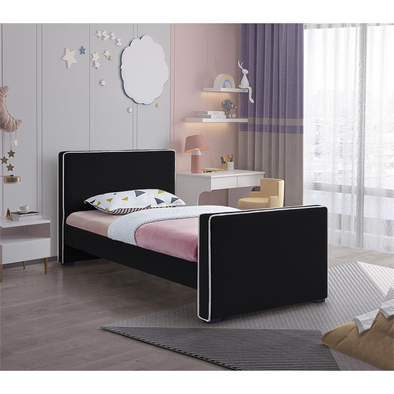Meridian Furniture Dillard Black Velvet Twin Bed