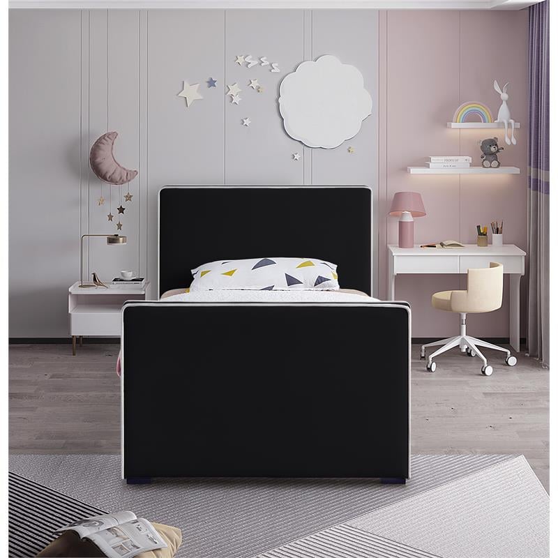 Meridian Furniture Dillard Black Velvet Twin Bed