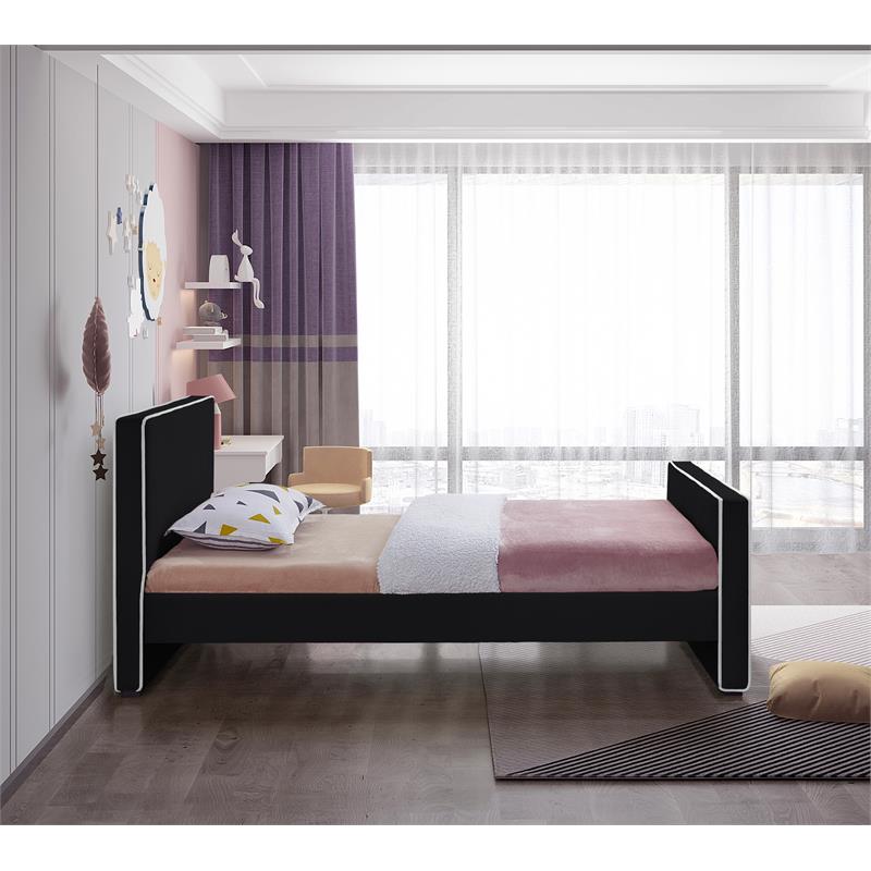 Meridian Furniture Dillard Black Velvet Twin Bed