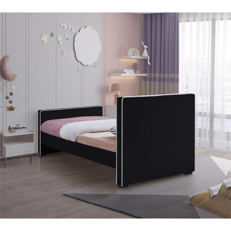 Meridian Furniture Dillard Black Velvet Twin Bed