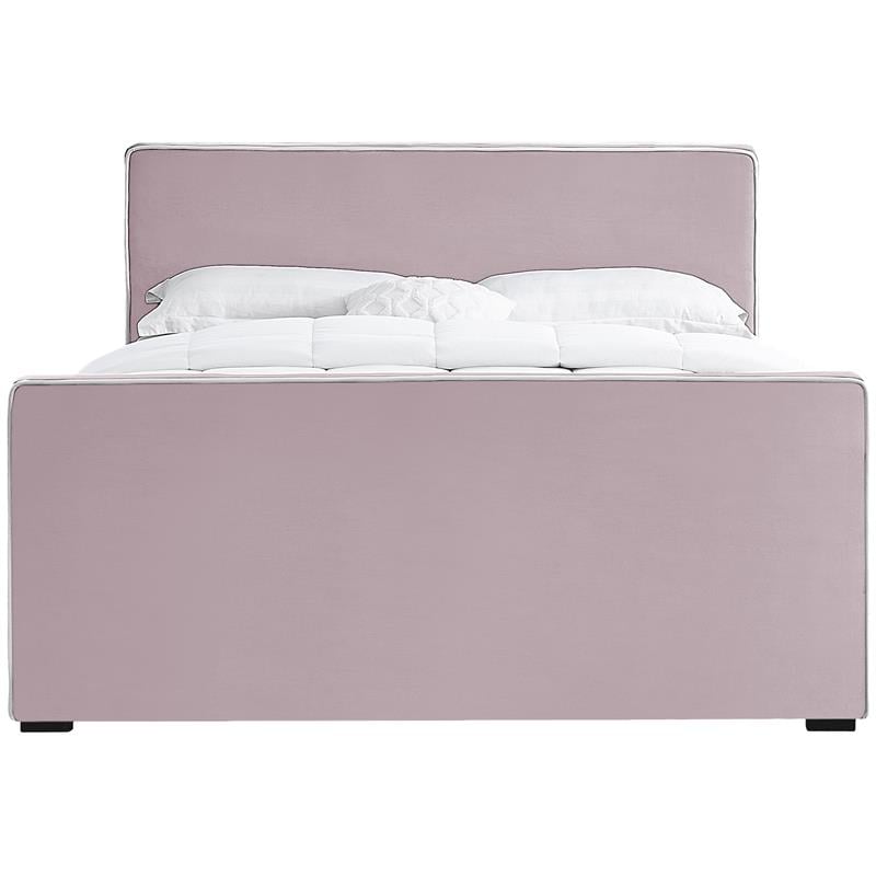 Meridian Furniture Dillard Pink Velvet Full Bed