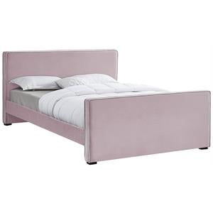 Meridian Furniture Dillard Pink Velvet Full Bed