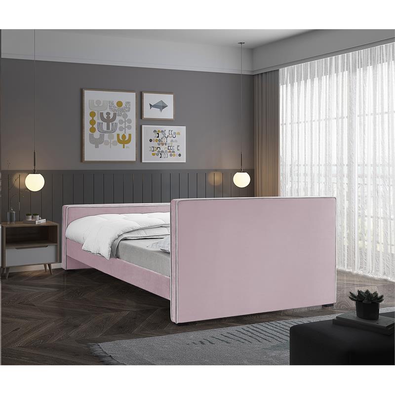 Meridian Furniture Dillard Pink Velvet King Bed