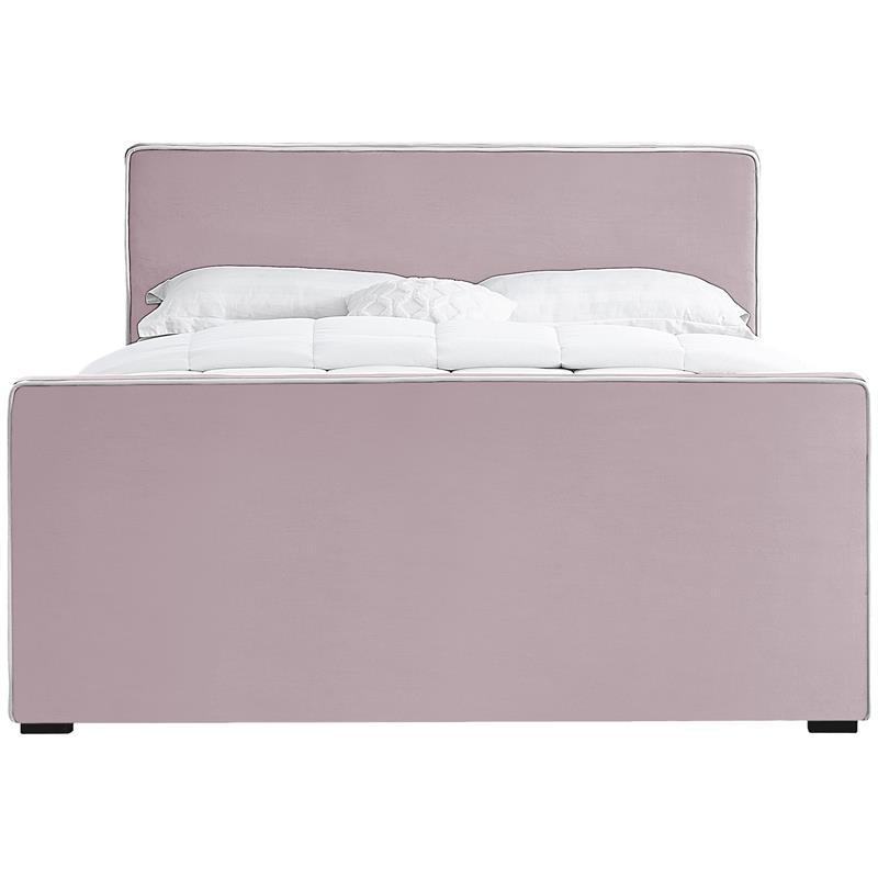Meridian Furniture Dillard Pink Velvet Queen Bed
