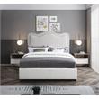Meridian Furniture Felix Cream Linen Textured Fabric Full Bed