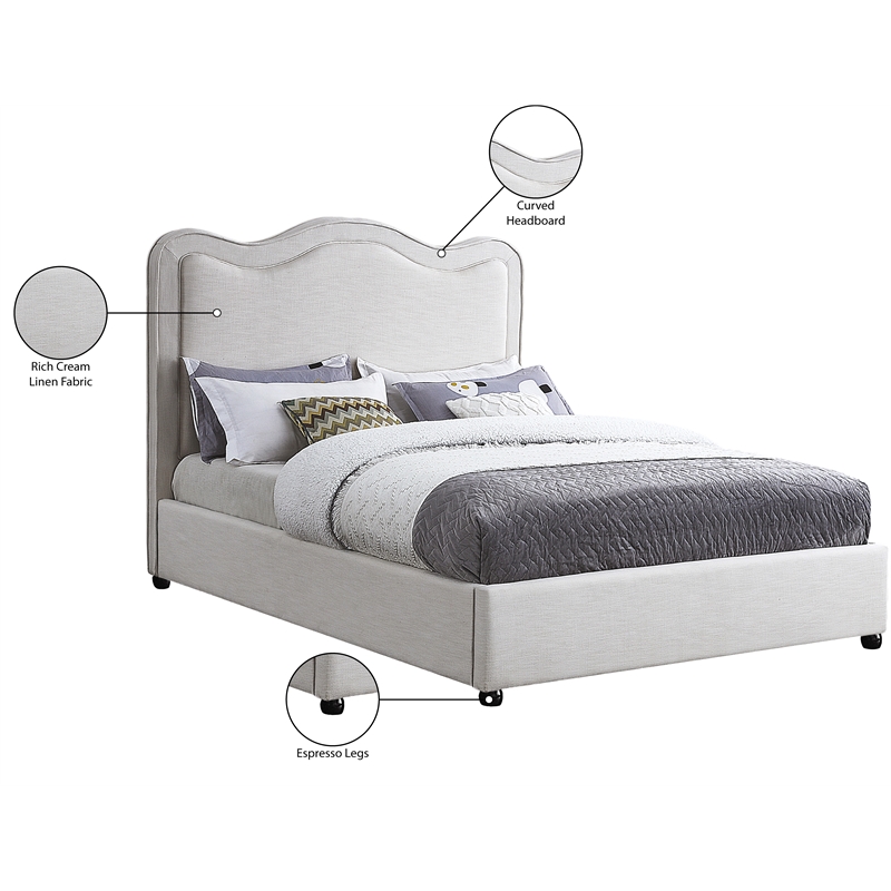 Meridian Furniture Felix Linen Fabric Queen Bed Meridian Furniture Felix Linen Fabric Queen Bed